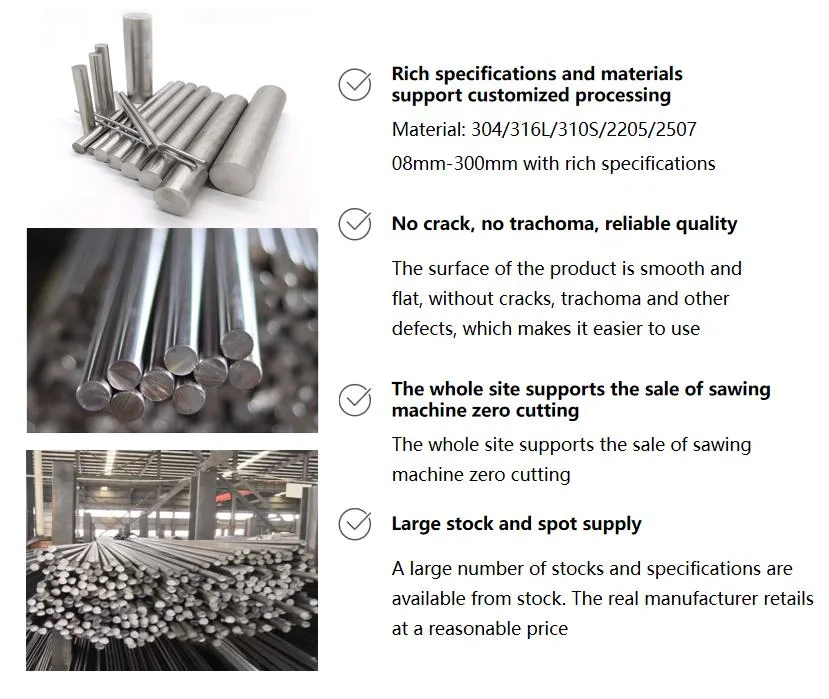 AISI ASTM JIS 304 316 316L Stainless Steel Round Rod Bar 6000mm 12000mm for Building Materials