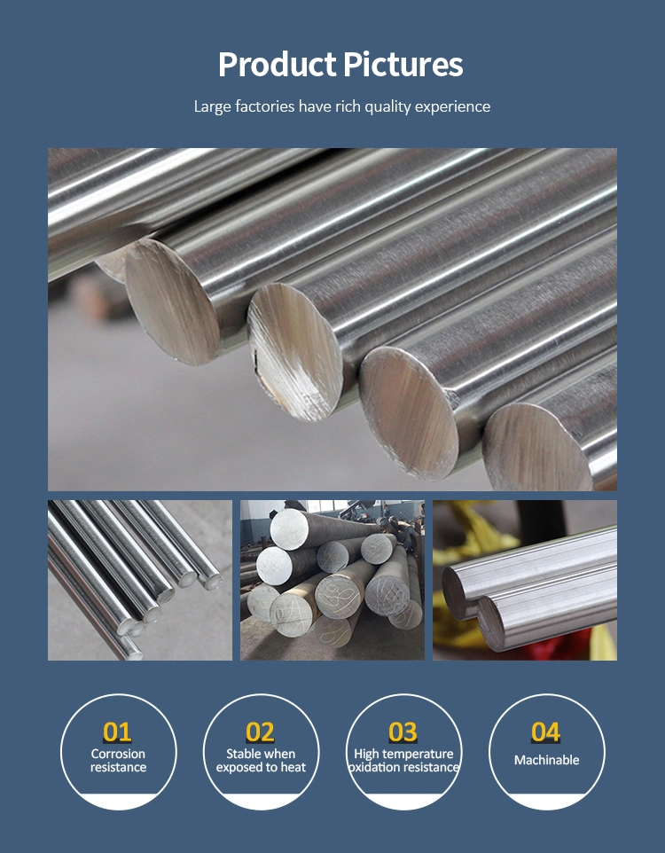Stainless Steel Bar 201 304 310 316 321 904L ASTM A276 2205 2507 4140 310S Round Ss Steel Bar Bidirectional Stainless Steel Rod for Metals and Construction