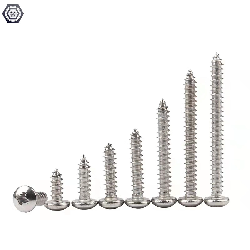 304 Stainless Steel Cross Half-Round Head Self-Tapping Pointed Tail Screw