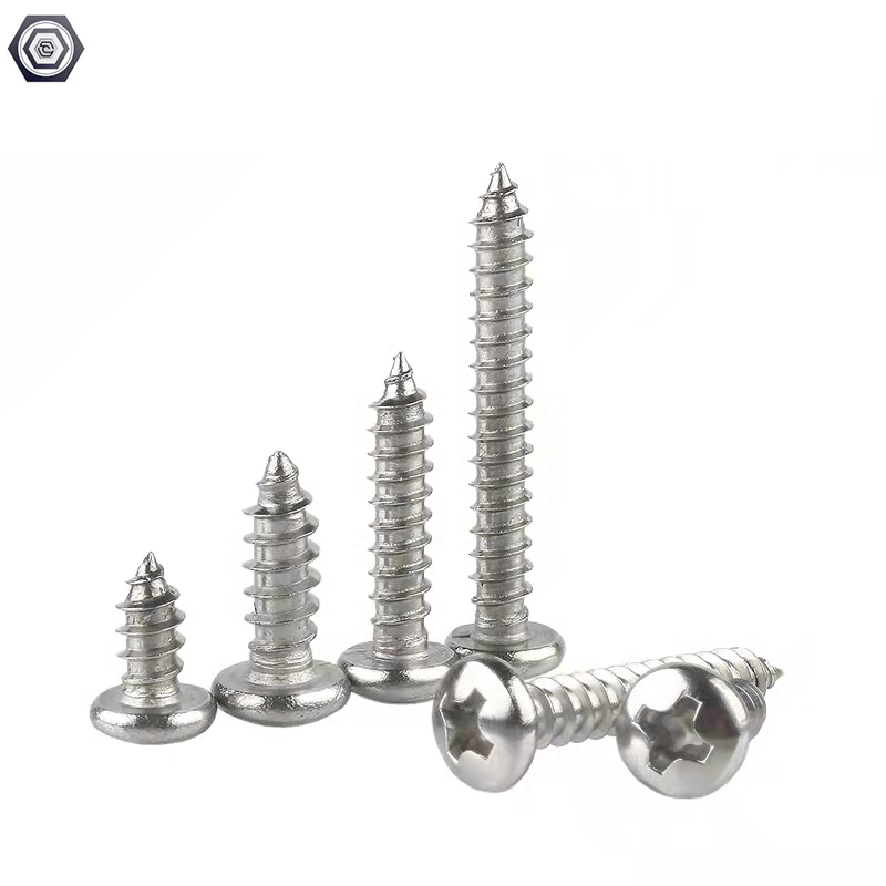 304 Stainless Steel Cross Half-Round Head Self-Tapping Pointed Tail Screw