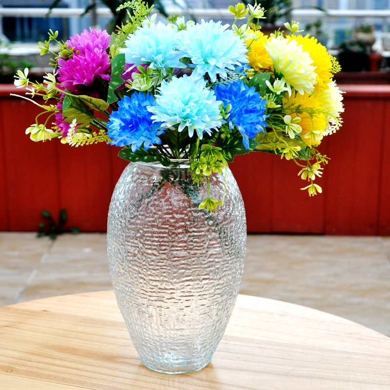 Round Stripe Color Fashion Grace Home Decoration Glass Vase for Flowers