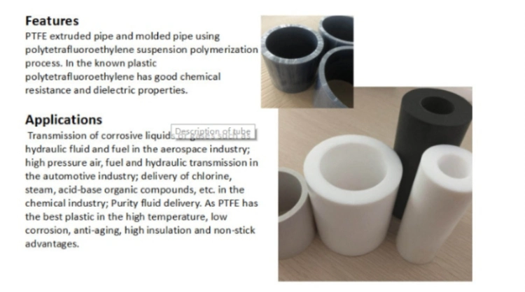 Alkali Resistance Self Lubrication PTFE Plastic Extruded Round Tube for Mechanical Sealing