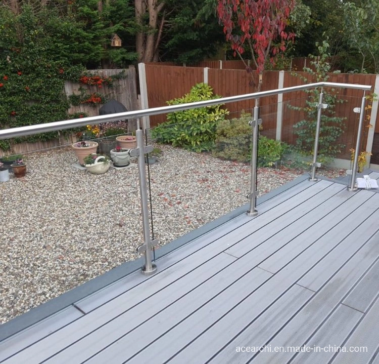 Ace Exterior Balcony Glass Railing Stainless Steel Round Baluster Handrail Design