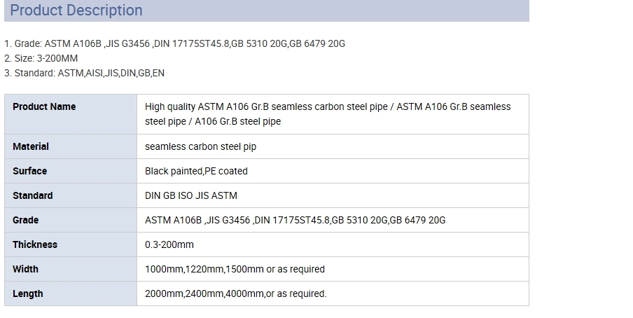 SAE 1020 Seamless Steel Pipe AISI 1018 Seamless Carbon Steel Pipe