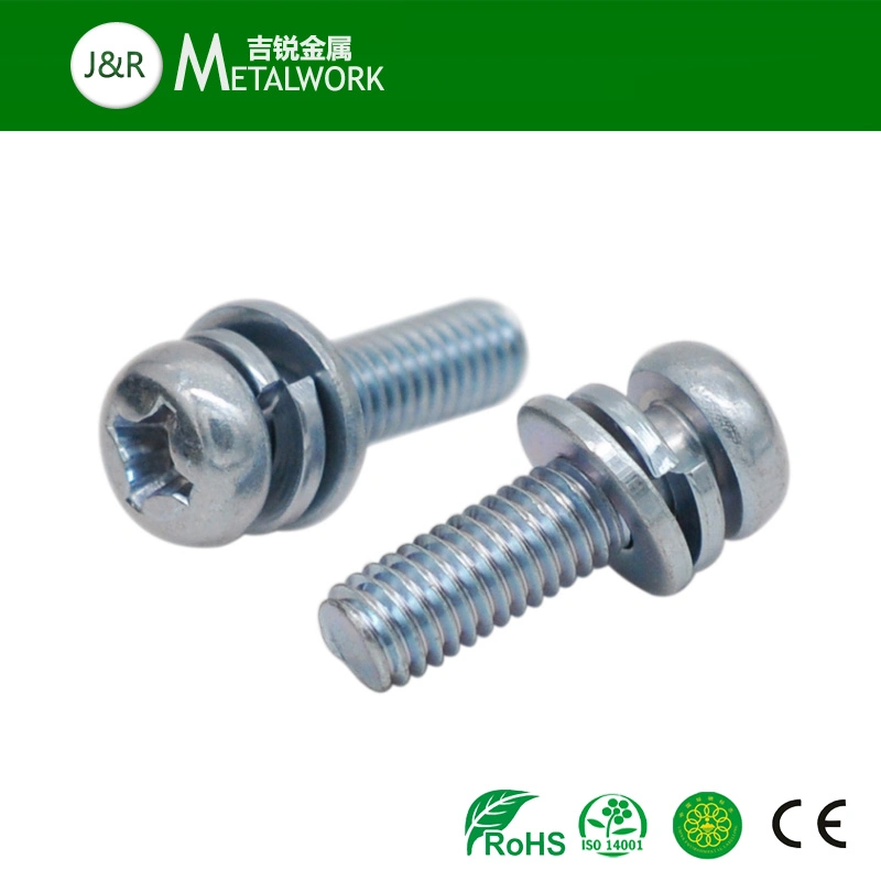 Blue Zinc Plated Cross Round Head Sems Screw with Washer