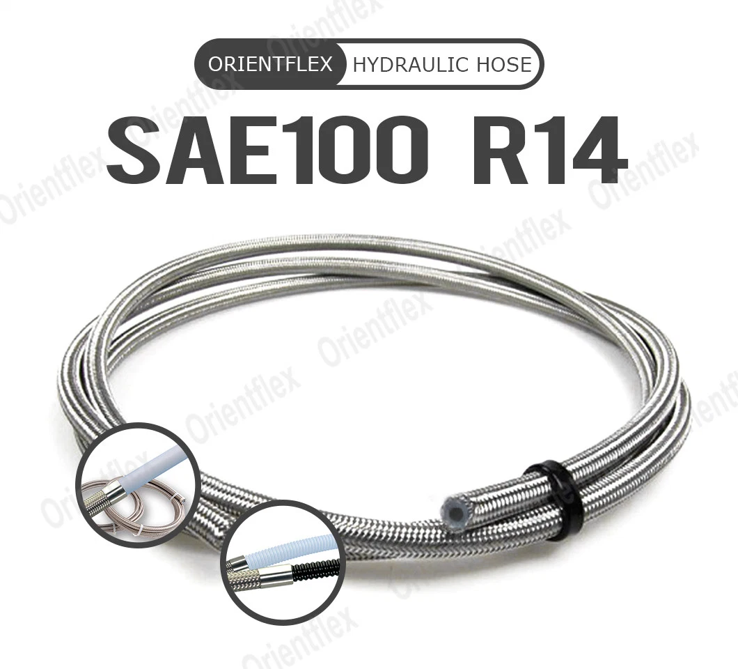 SAE 100r14 Industrial Stainless Steel Braided 1 Inch Hydraulic Hose