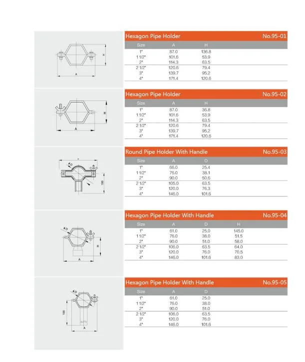 Sanitary Stainless Steel Round Pipe Holder with Flange End