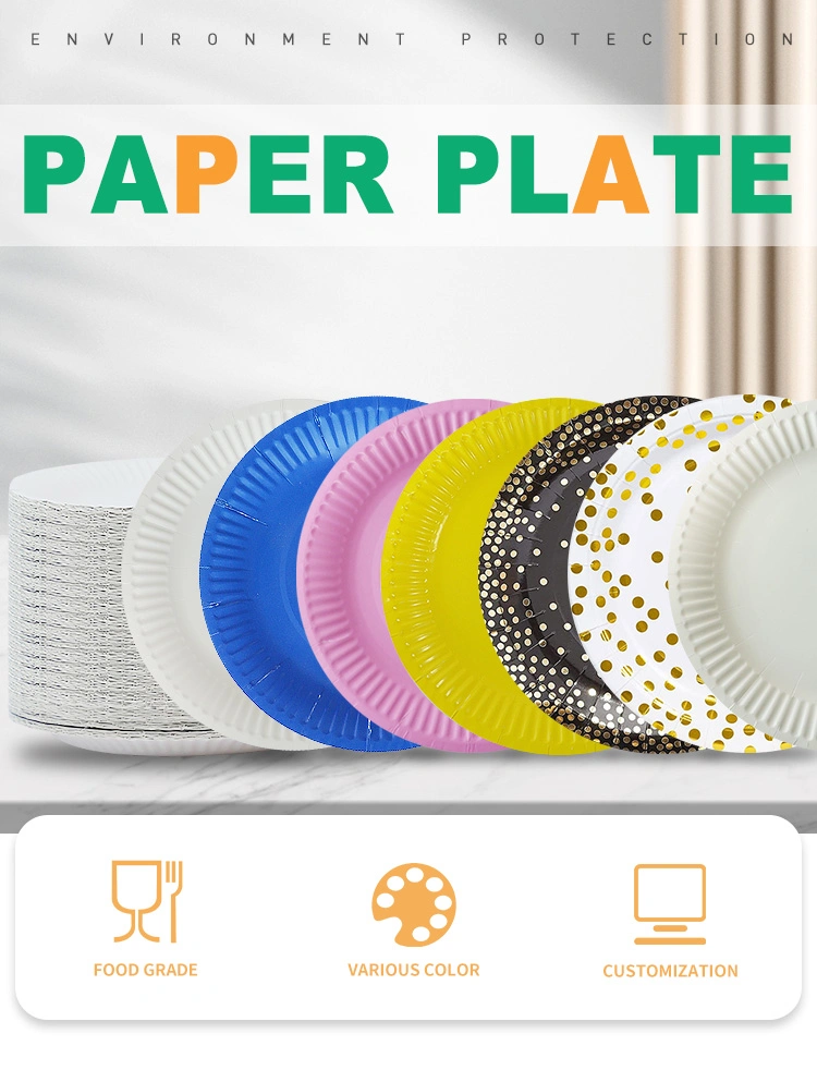 Paper Plate Eco-Friendly Picnic Plate Disposable Cake Plate Colorful Round Cake Tableware