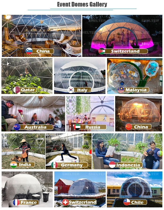 4-6 People Geodesic Dome Oval Dome Elliptical Dome for Luxury Campsite with Light Burner