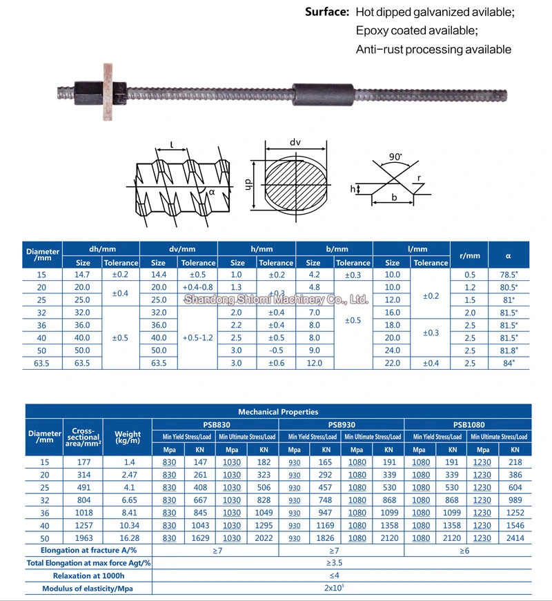 Hot/Cold Rolled Galvanized Formwork Tie Rod Diameter Is 15/17mm