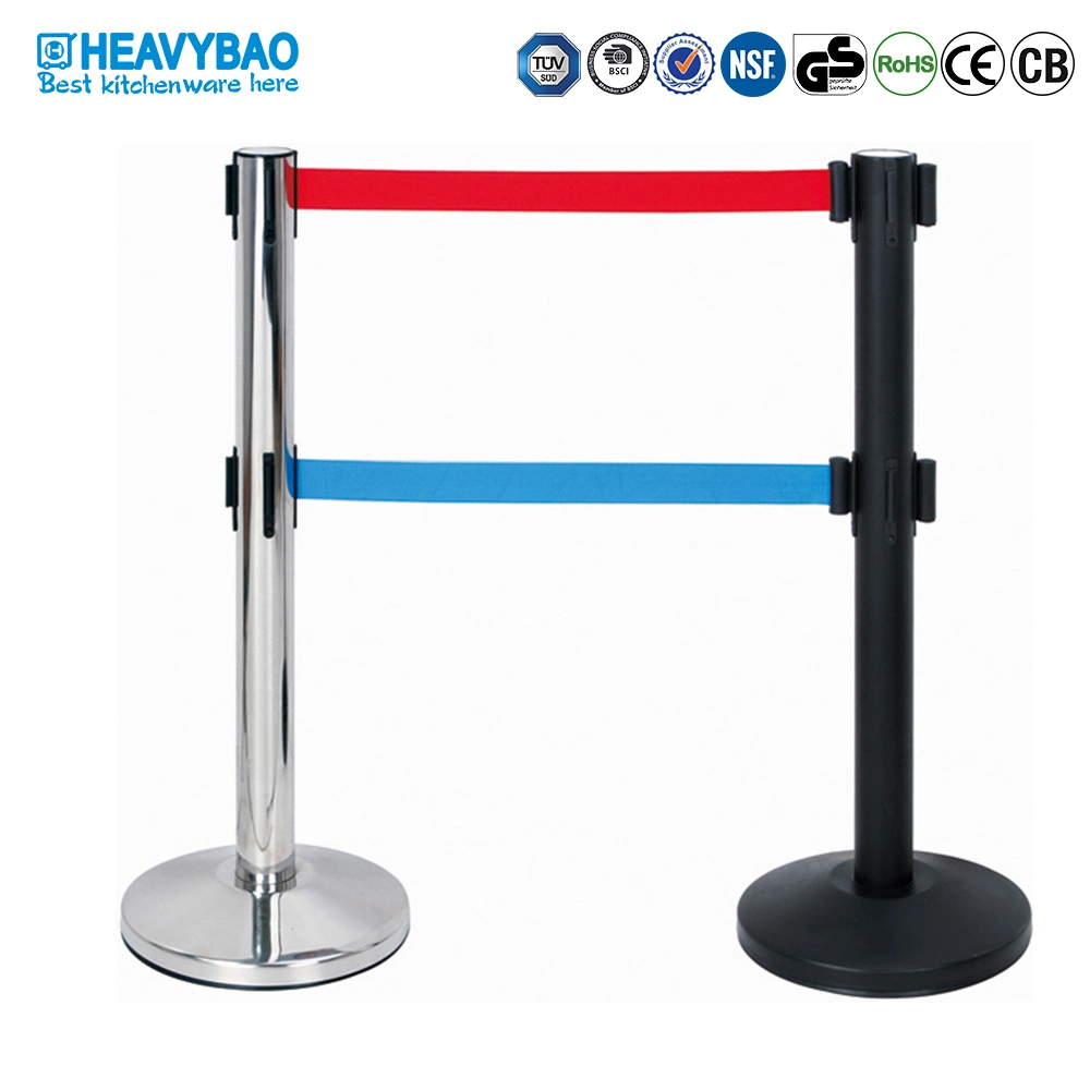 Heavybao Crowd Control Post Stainless Steel Tube Ribbon Retractable Guardrail