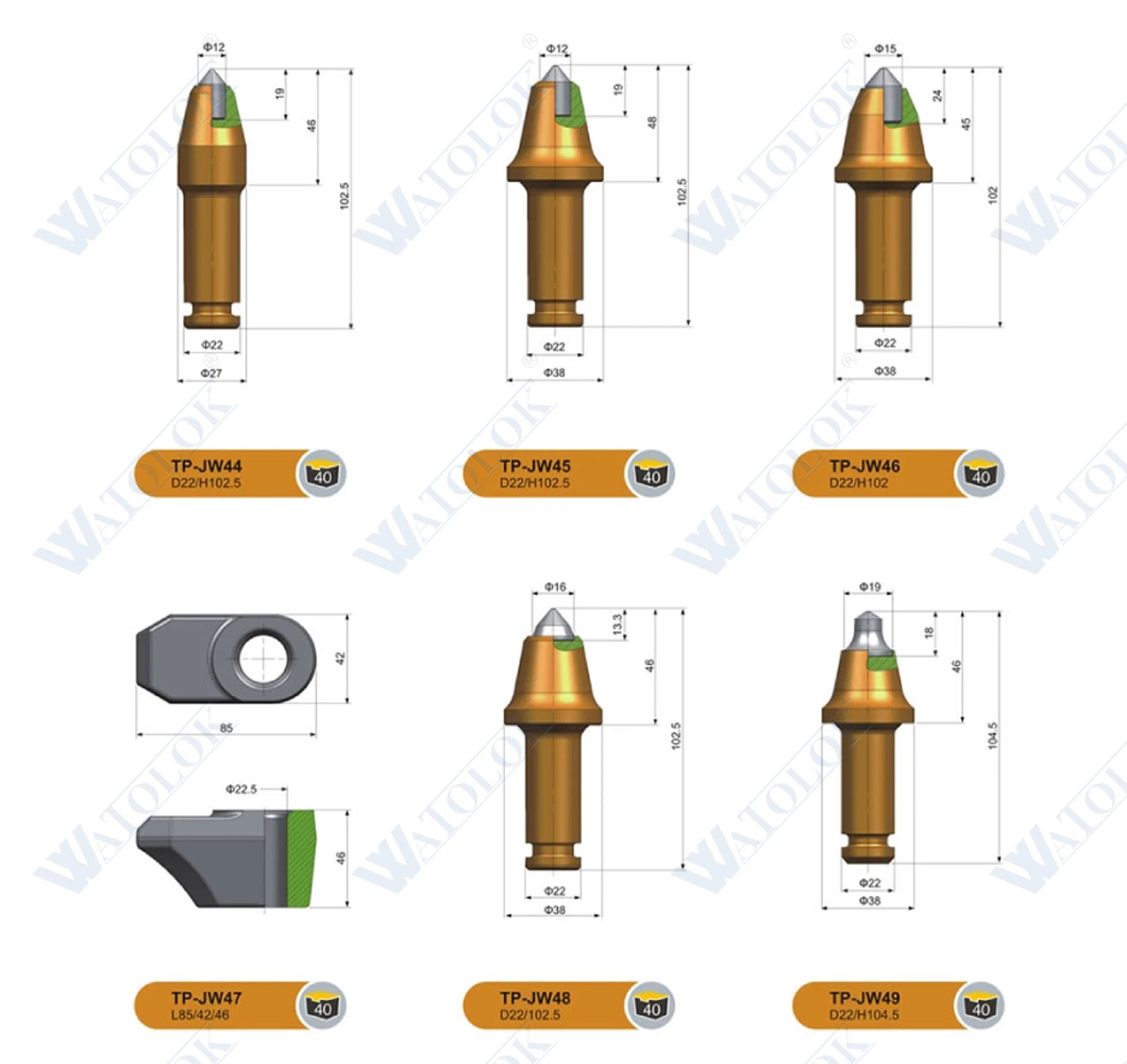 C31 Betek Kennametak Rotary Cutting Teeth Round Shank Conical Bullet Teeth