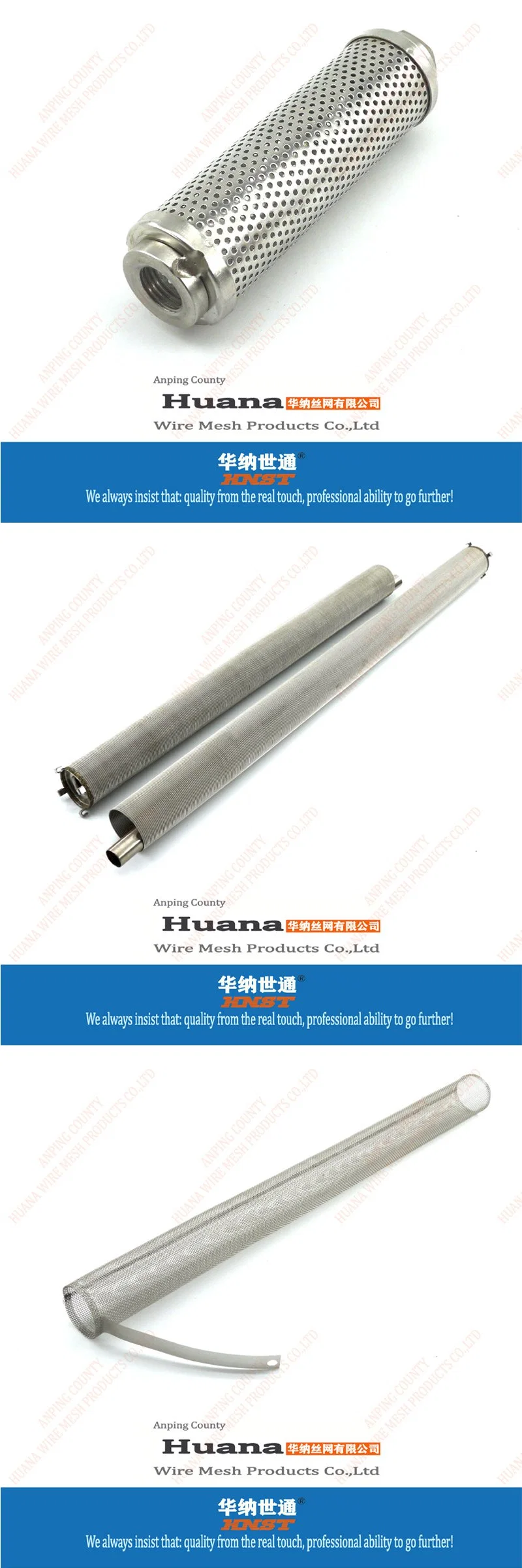 Stainless Steel 304 316 Multi Layer 20 30 50 100 Micron Metal Filter Mesh Tube Elements