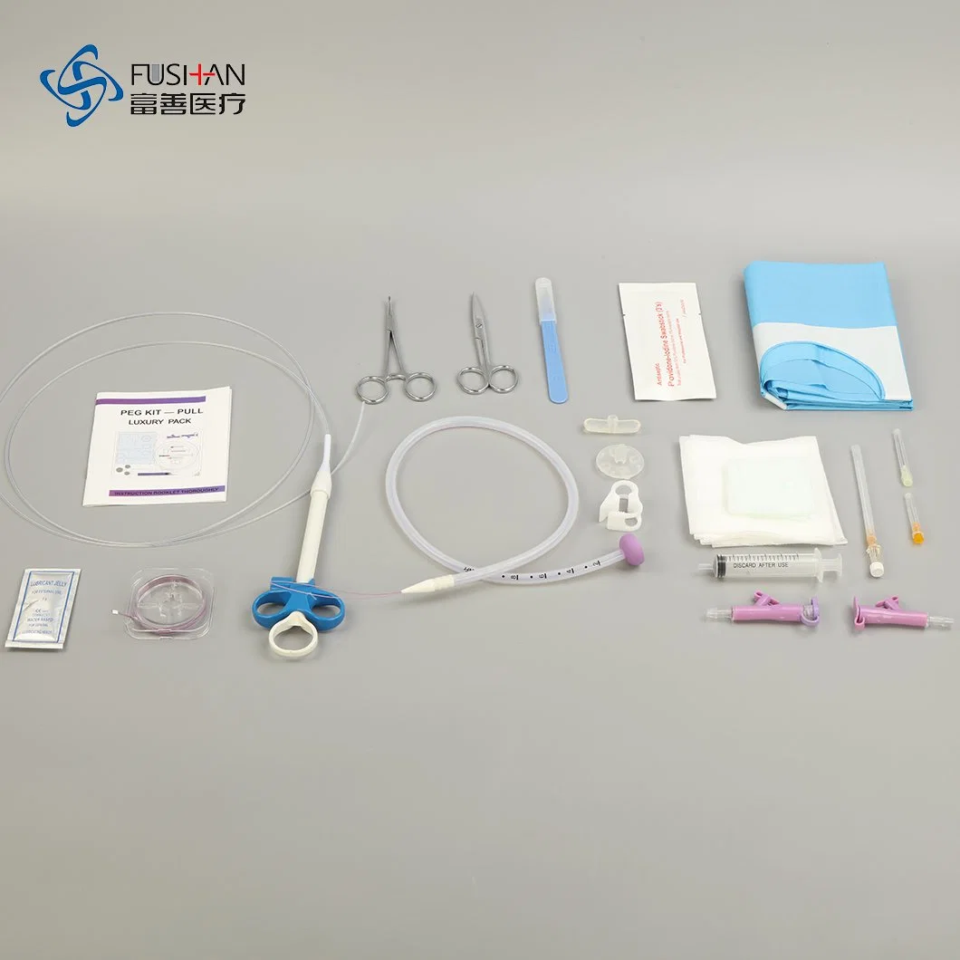 Fushan Medical Silicone Dome-Bolstered Peg Tube Standard/Luxury Percutaneous Endoscopic Gastrostomy (PEG) Kit Pull, 20fr W/Enfit, Box 10 with CE ISO