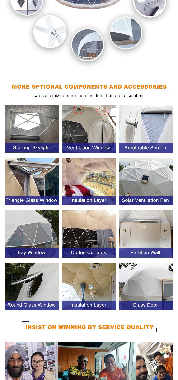 Light Steel Geodesic Dome Tent Kit Dome House for Glamping Camping Resort Hotel