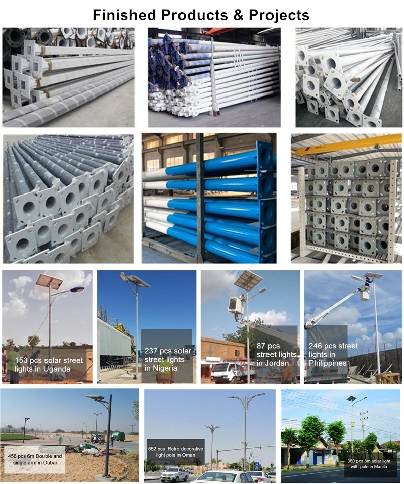 Single or Double Arm Galvanized Conical/Octagonal Aluminum/Stainless Steel/Metal Solar Road/Street Lighting Post /Light Poles with Factory Price