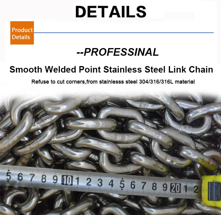 China Manufacturer of 10mm or &quot; 3/8&quot; Stainless Steel 304 316 Link Chain