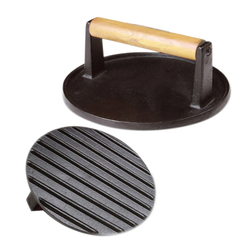 Round Cast Iron 7 Inch Diameter Bacon Burger Food Grill Press Cooking Weight