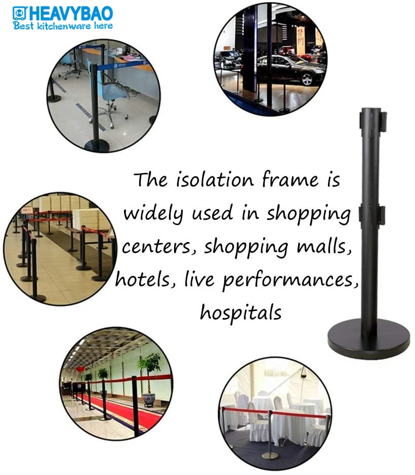 Heavybao Crowd Control Post Stainless Steel Tube Ribbon Retractable Guardrail