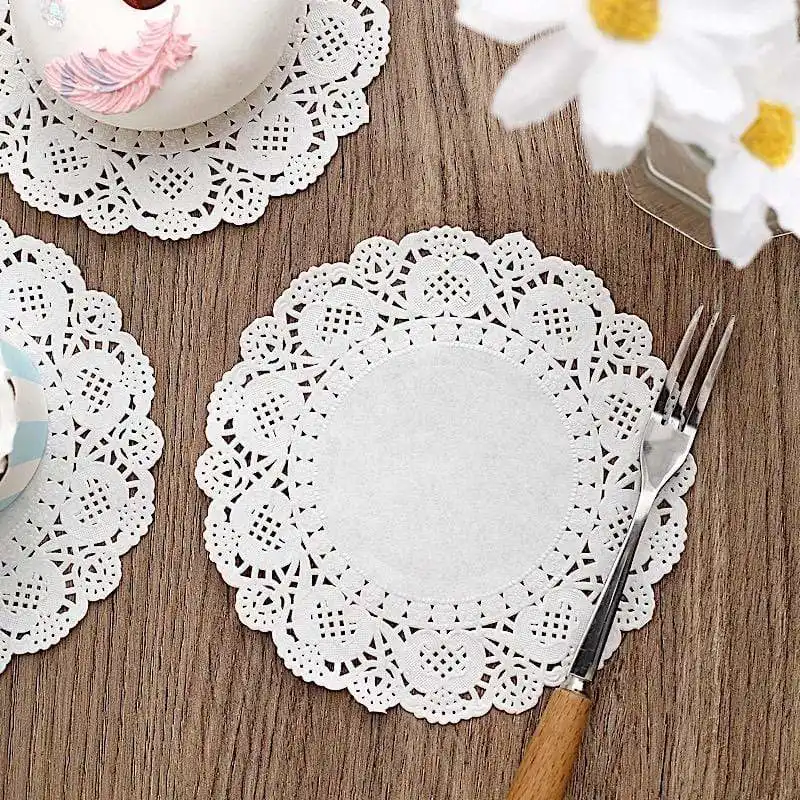 3.5 Inch White Paper Doilies Round Lace Doilies Disposable Cake Paper