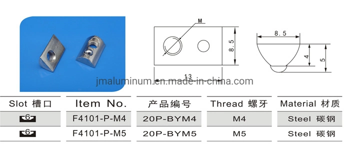 Half Round Nut T Nut / Roll-in T-Slot Nut for Aluminum Profiles