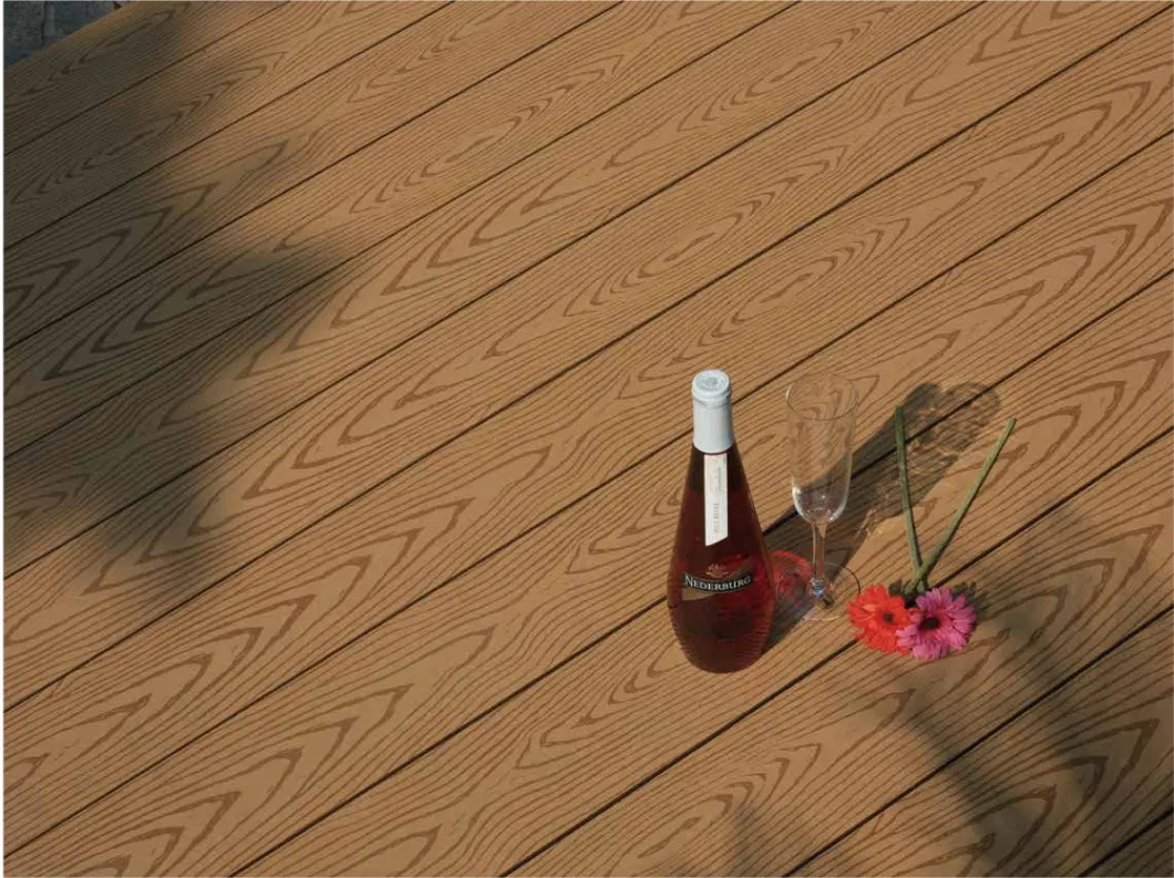 Commercial Wood Plastic Composite WPC Board Flooring Decking Round Hole