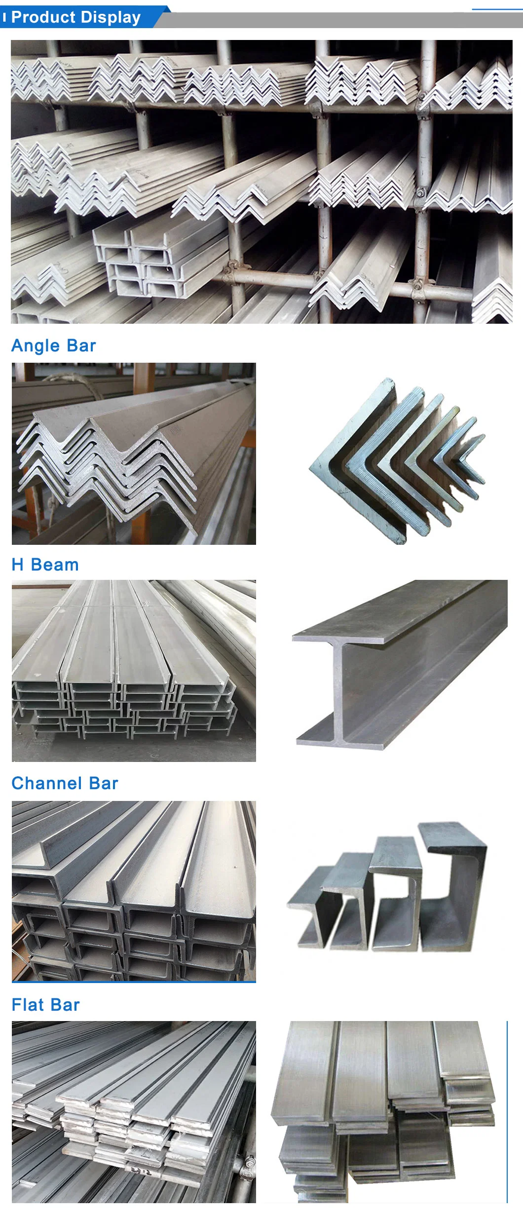 Galvanized Steel Proile-Angle Bar, Flat Bar, Square Bar, Hexagonal Bar Profile