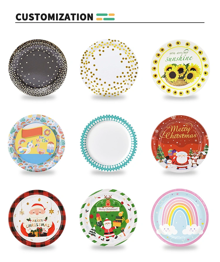 Paper Plate Eco-Friendly Picnic Plate Disposable Cake Plate Colorful Round Cake Tableware