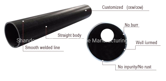 Q195 ERW Carbon Black Iron Pipe Round Welded Metal Steel Tube