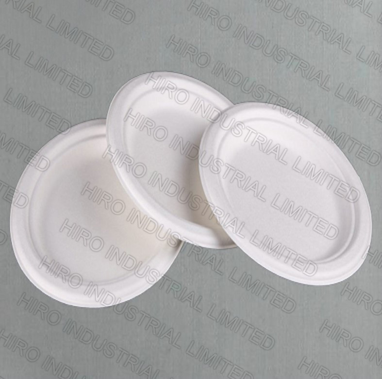 10 Inch 3-Compartment Round Bagasse Plate with Eco-Friendly Biodegradable Sugarcane