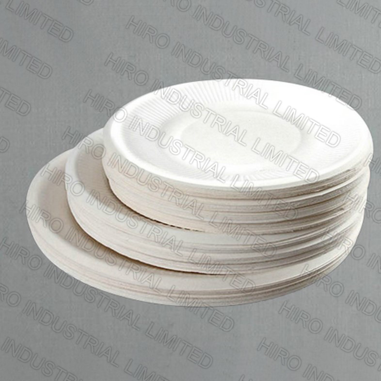 10 Inch 3-Compartment Round Bagasse Plate with Eco-Friendly Biodegradable Sugarcane