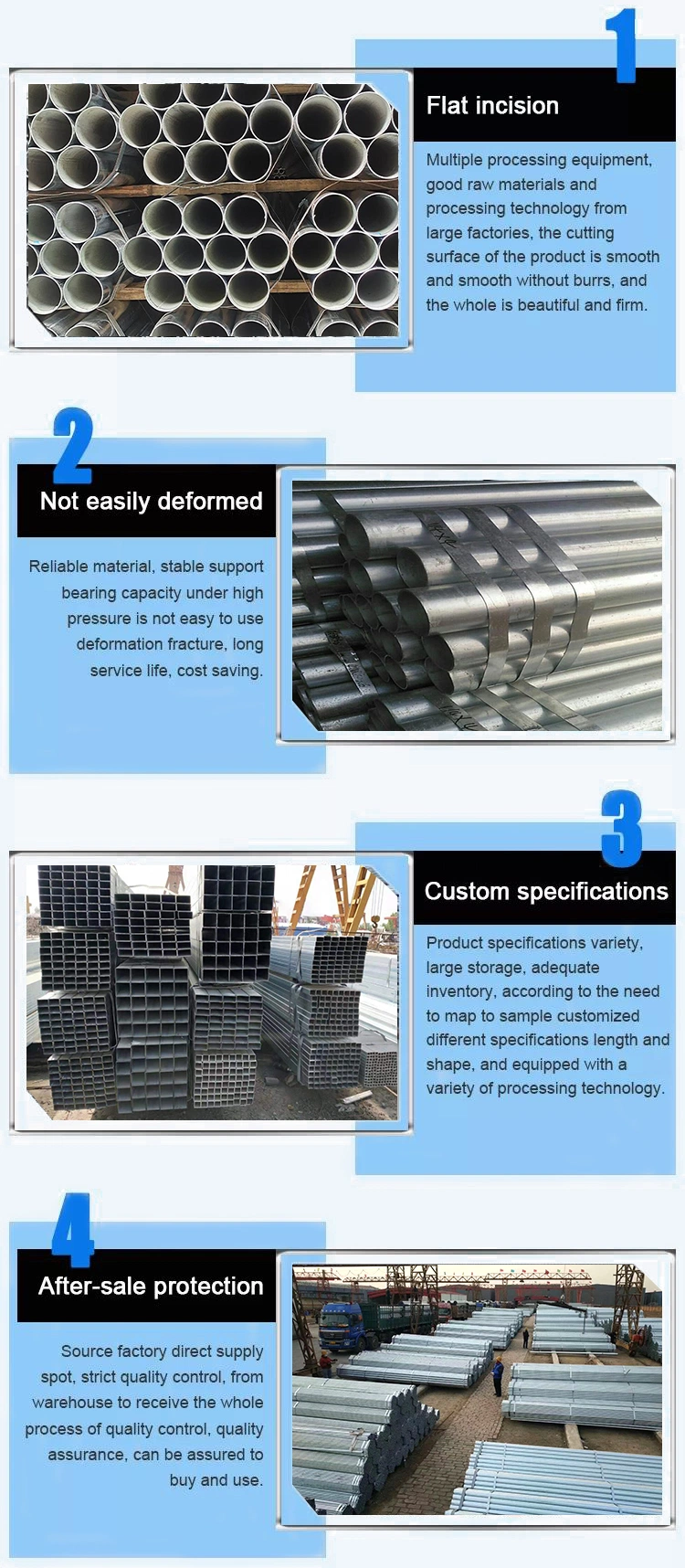 China ERW Mild Structural Welded Black Hot Dipped Galvanized Round Steel Pipe Tube