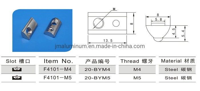 Half Round Nut T Nut / Roll-in T-Slot Nut for Aluminum Profiles