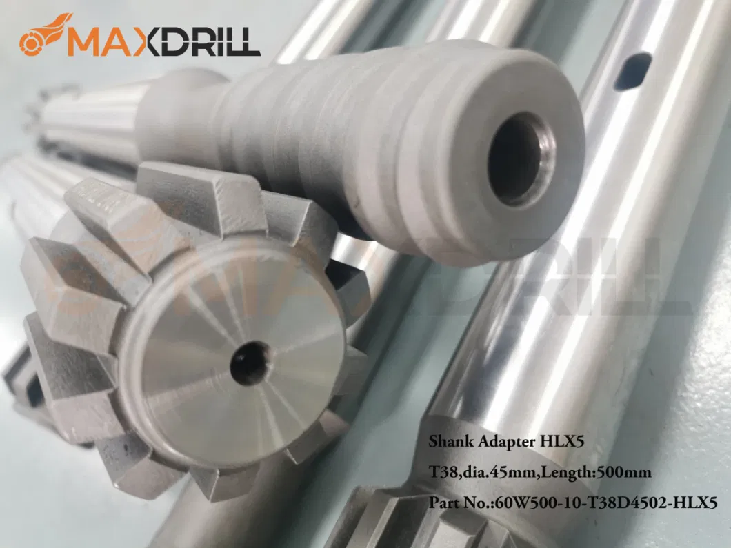 Maxdrill T38 Hlx5 Top Hammer Mining Shank Adapter 500mm