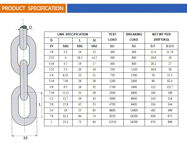 China Manufacturer of 10mm or &quot; 3/8&quot; Stainless Steel 304 316 Link Chain