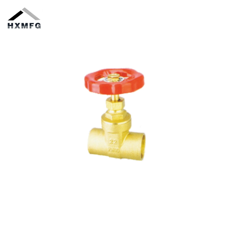 Soldering Connector Straight Round Iron Handle Brass Gate Valve