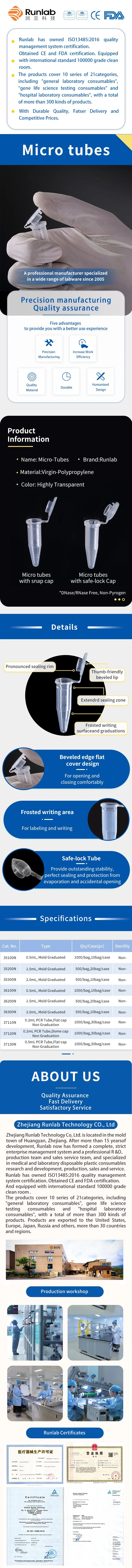 8 Snap Strip PCR Tubes with Dome Cap