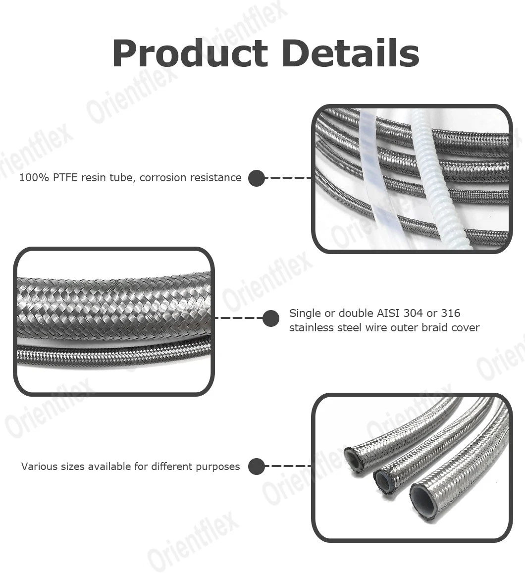 SAE 100r14 Industrial Stainless Steel Braided 1 Inch Hydraulic Hose