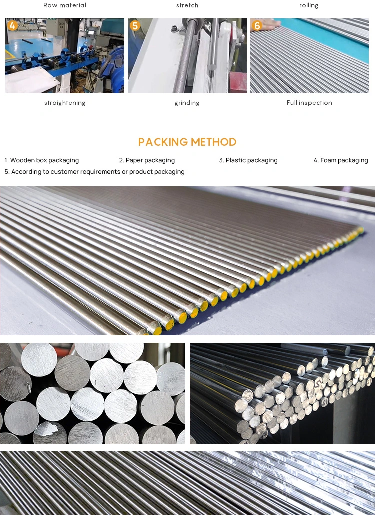 Hairline Stainless Steel Bar 316h 316L 304h 304L Stainless Steel Round Bar