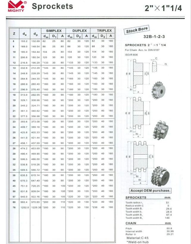 Steel C45 Plate Finished Bore Roller Chains Sprockets