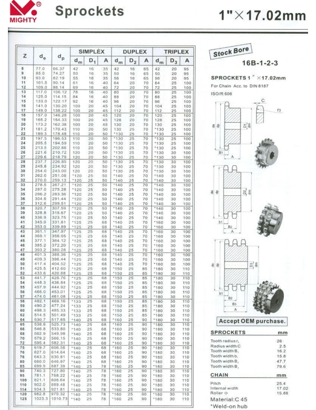 Steel C45 Plate Finished Bore Roller Chains Sprockets