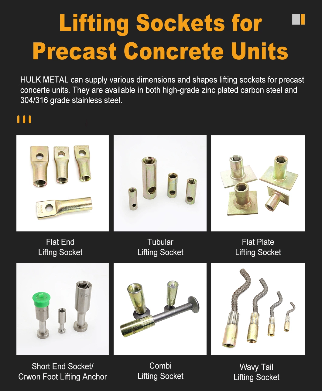 Electro Galvanized Round Tubular Precast Thread Lifting Socket