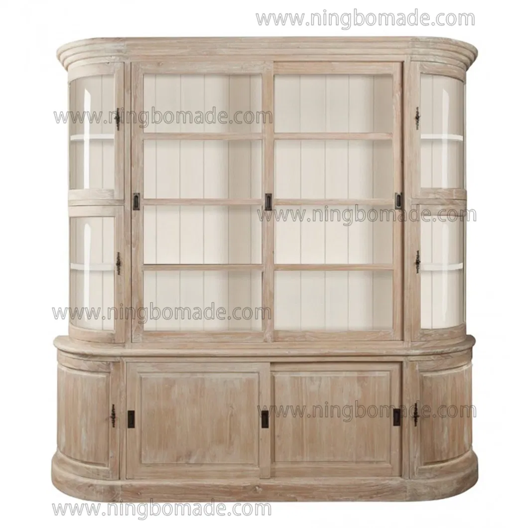 Weather Oak Semicircular Display Cabinet