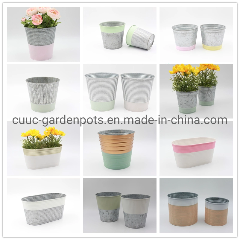 Galvanized Bucket Round Color Planter China Metal Pot Flower Pots for Home Decor