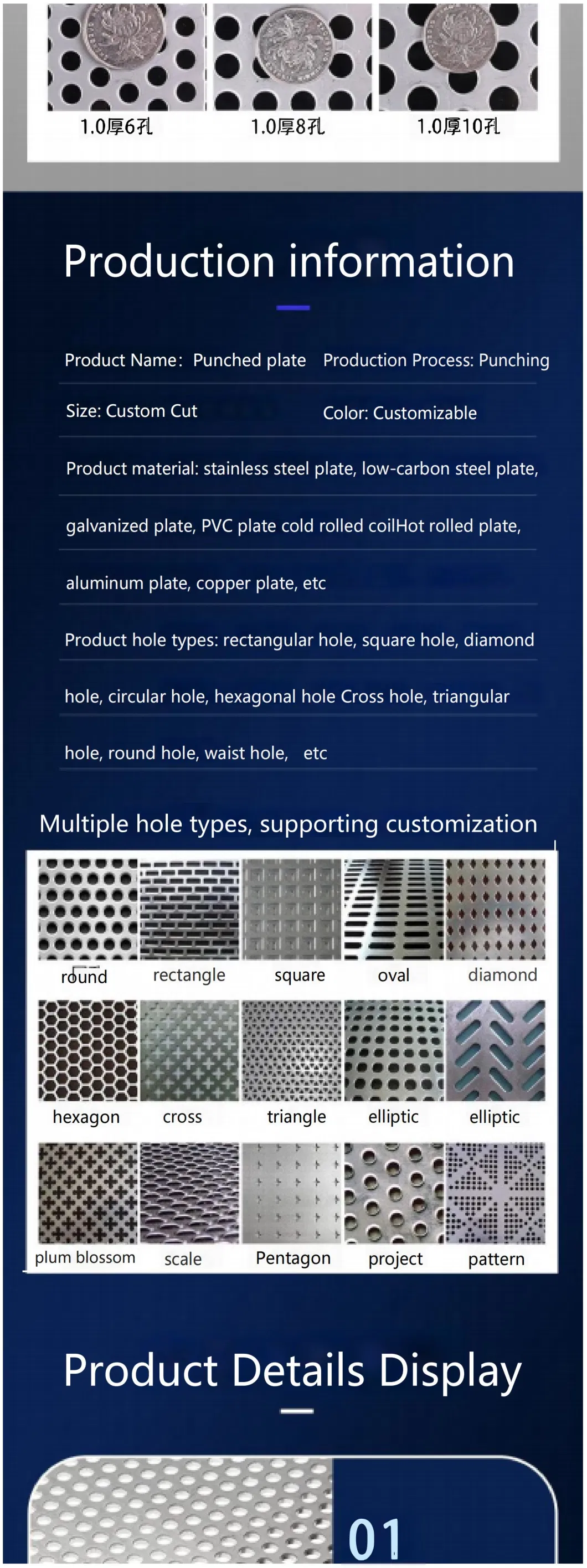 Stainless Steel 304 316L 310S 321 Micron Punched Hole Metal Mesh/ 1mm 2mm 3mm Perforated Mesh Panels Sheet Decorative Round Plate