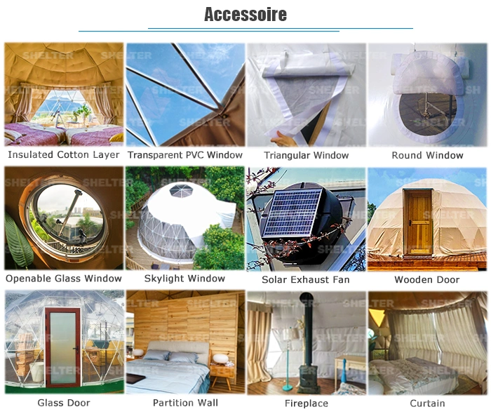 Prefabricated Dome Structures Systems Half Geodesic Dome for 2-5 People Glamping