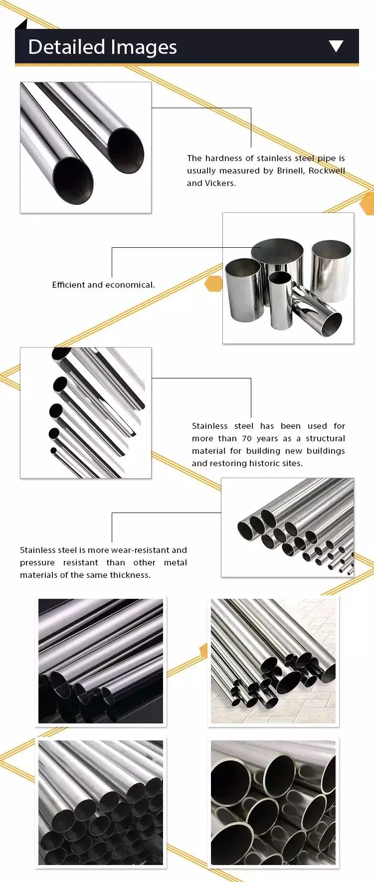 Grade 304 Welded Polish Brush Stainless Steel Round Pipes 120mm for Construction