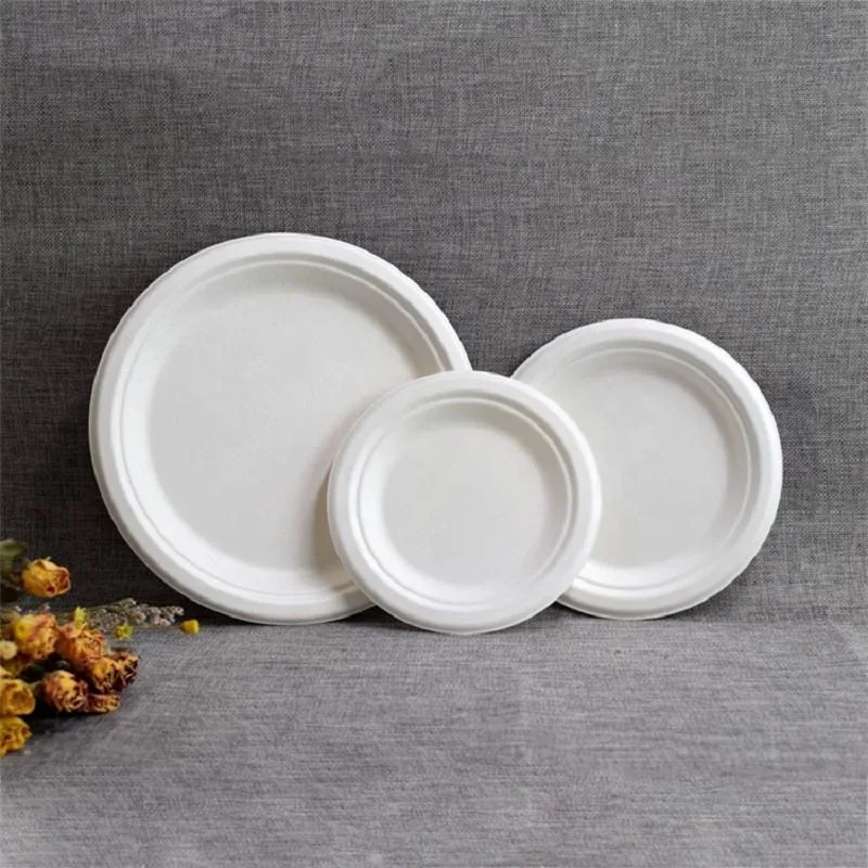 Round Natural Plate Zero Waste Disposable Bagasse Dinner Plate Sugarcane Tableware