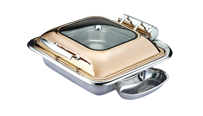 Square Rose Golden Stainless Steel Tray Chafer Dish for restaurant