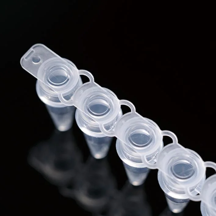 PCR 8 Strip Tubes with Flat Cap Dome Cap Laboratory 8 Strips 0.2ml Micro Centrifuge PCR Tubes PP Material No Dnase and Rnase